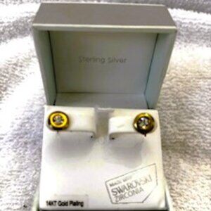 Kiera Couture Sterling Silver pierced earrings w/14K gold plating New in Box